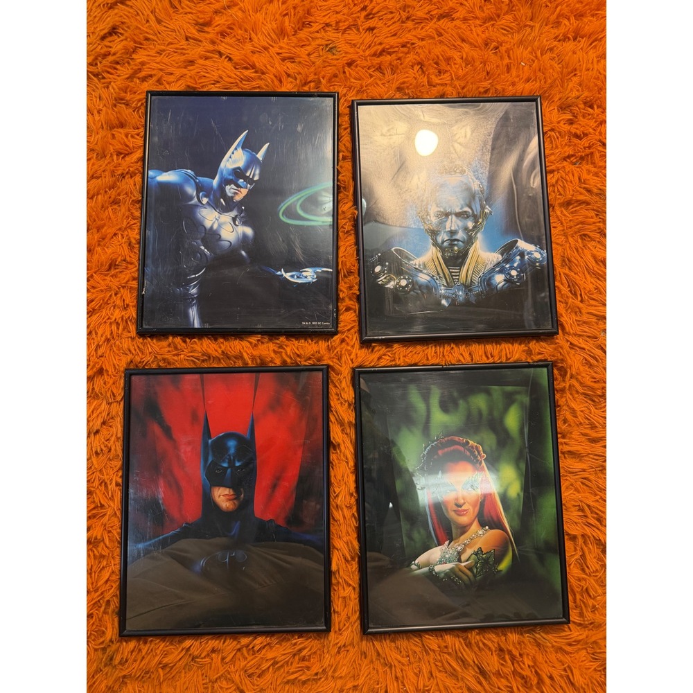 Vintage 1997 Batman & Robin Movie Framed Print Set Warner Bros 4pc 11x14"